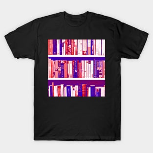 bookshelf in blue, purple and red T-Shirt